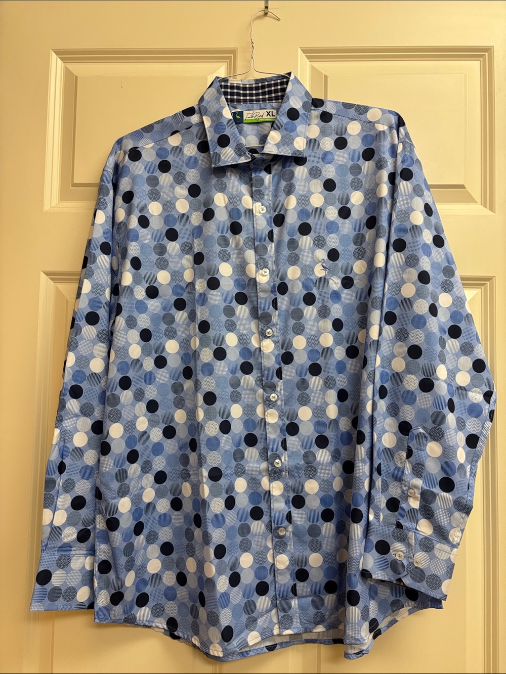 Men's Taylor Byrd Blue Polka Dot Button-Up Shirt